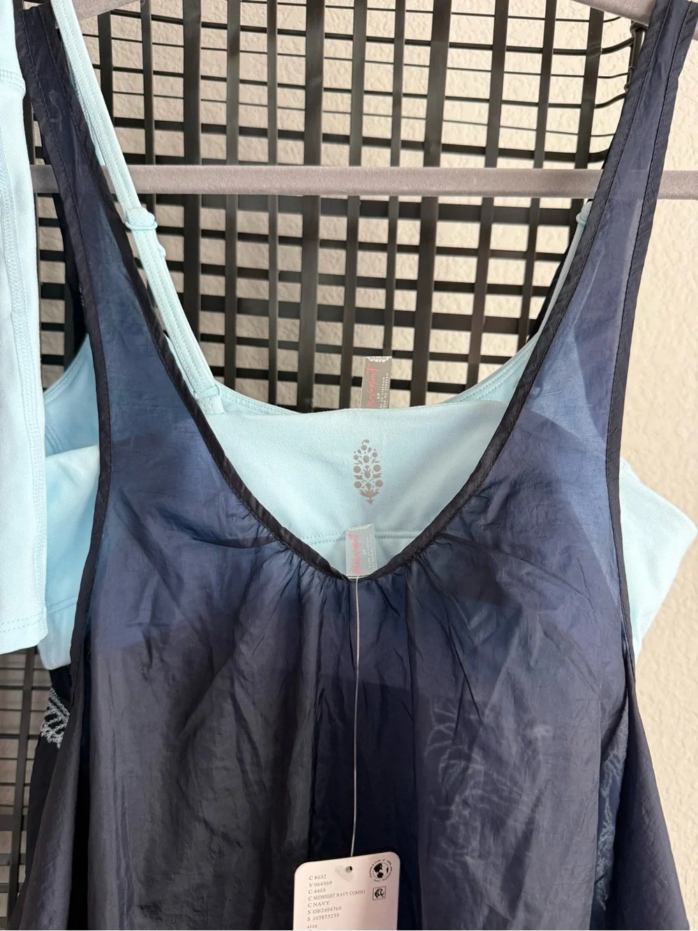 Free people gone wild embroidered 3 piece set midnight navy combo